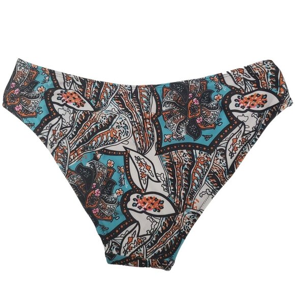 Unbranded Women's Multicolor Boho Paisley Peach Fold Over Waist Bikini Bottom XL - Picture 6 of 6